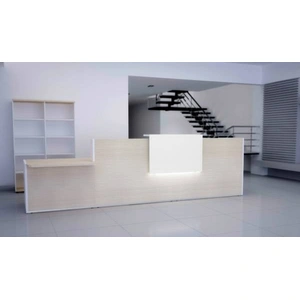 MDD Office Furniture Tera 136-inch Straight Large Reception Desk w/Counter Top & Light Panel, ADA Compliance