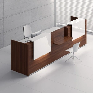 MDD Office Furniture Tera 151-inch Countertop Large Reception Desk w/Light Panels, ADA Compliance