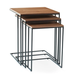 SohoConcept Furniture Three End Metal Base Wood Veneer Nesting Table