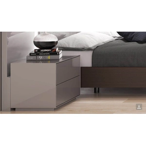 SoleModern NS-102 Two Drawer Nightstand, Light Grey Lacquer