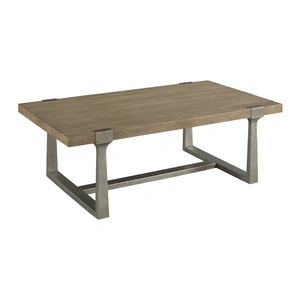 Hammary Timber Forge Rectangular Wood/Metal Coffee Table, Rubbed Light Brown/Aged Natural Silver