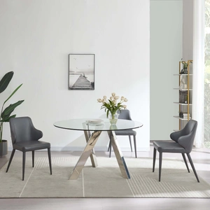 J&M Furniture Tower Glass Round Table