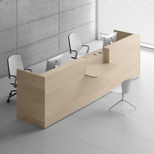 MDD Office Furniture Tera 136-inch Straight Medium Reception Desk w/Countertop, ADA Compilance