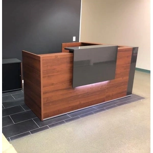 MDD Office Furniture Tera 80-inch L-Shaped Medium Reception Desk w/Light Panel