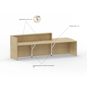 MDD Office Furniture Tera 120-inch Straight Large Reception Desk w/Right Counter Top, ADA Compilance