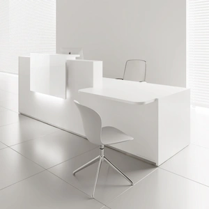 MDD Office Furniture Tera 136-inch Straight Large Reception Desk w/Left Counter Top, ADA Compilance