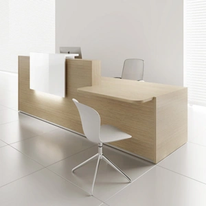 MDD Office Furniture Tera 120-inch Straight Large Reception Desk w/Left Counter Top, ADA Compilance