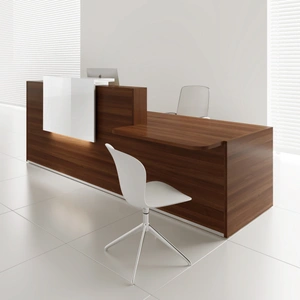 MDD Office Furniture Tera 136-inch Straight Large Reception Desk w/Left Counter Top, ADA Compilance