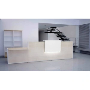 MDD Office Furniture Tera 151-inch Straight Large Reception Desk w/Right Counter Top, ADA Compilance