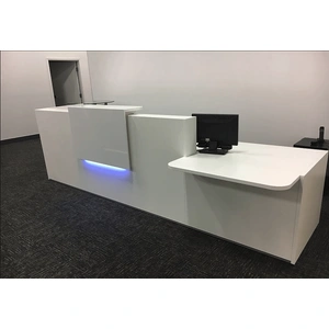 MDD Office Furniture Tera 136-inch Straight Large Reception Desk w/Left Counter Top, ADA Compilance