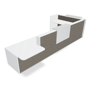 MDD Office Furniture Tera 185-inch L-Shape Large Reception Desk w/Right Counter Top, ADA Compliance & LED Panels