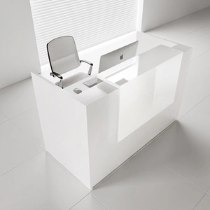 MDD Office Furniture WRS Tera 65-inch Straight Small Reception Desk w/LED Light, White