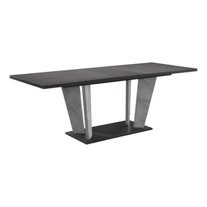 J&M Furniture Travertine Premium Wood Veneer Extendable Dining Table, Wenge/Grey Marble