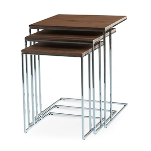 SohoConcept Furniture Three End Metal Base Wood Veneer Nesting Table