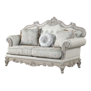 Galaxy Home Furnishings Tuscan Thick Velvet Loveseat in Silver