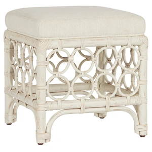 Universal Furniture Rattan Fabric Stool, Nomad Snow/Egret