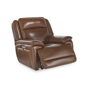 Ashley Furniture Healy Pier Leather/PVC Power Recliner w/Adjustable Headrest, Chocolate