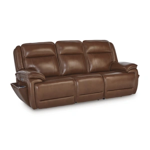 Ashley Furniture Healy Pier Leather/PVC Power Reclining Sofa w/Adjustable Headrests, Chocolate
