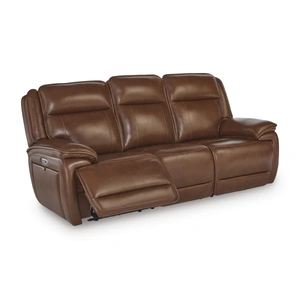 Ashley Furniture Healy Pier Leather/PVC Power Reclining Sofa w/Adjustable Headrests, Chocolate