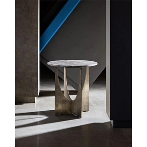 Universal Furniture Op Art Stone/Metal End Table, Gray/Aged Pewter