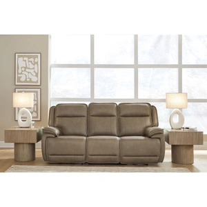 Ashley Furniture Glencroft Leather Power Reclining Sofa w/Adjustable Headrests, Sahara