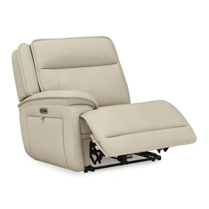 Ashley Furniture Double Deal 5-Piece L-Shaped Leather Power Reclining Sectional w/Console, Almond