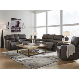Ashley Furniture Boxmere Leather/PVC Power Reclining Living Room Set, Storm