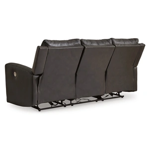 Ashley Furniture Boxmere Leather/PVC Power Reclining Sofa, Storm