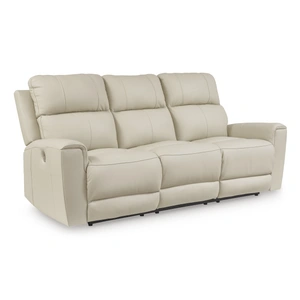 Ashley Furniture Dahlmoore Leather/PVC Power Reclining Sofa, Almond