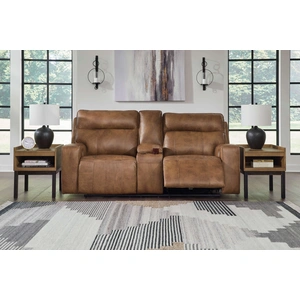 Ashley Furniture WRS Game Plan Leather Power Reclining Living Room Set (Sofa & Loveseat), Caramel