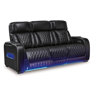 Ashley Furniture Boyington Leather Power Reclining Sofa w/Ambient Blue LED Lighting
