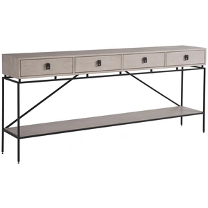 Universal Furniture Barber Wood/Metal Console Table w/4 Drawers, Rolling Fog