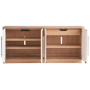 Universal Furniture Camden Wood TV Entertainment Credenza Stand w/4 Doors, Sand Dune/White Sand