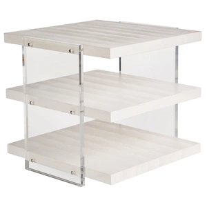 Universal Furniture St. Kitts Wood/Acrylic Square End Table, White Sand