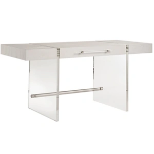 Universal Furniture Cabo Wood/Acrylic Writing Desk w/Drawer, White Sand