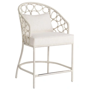 Universal Furniture Pebble Fabric/Rattan Counter Stool, Nomad Snow