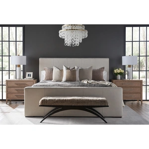 Universal Furniture Nola Fabric/Metal Bench, Yakety Yak Granite/Bronze