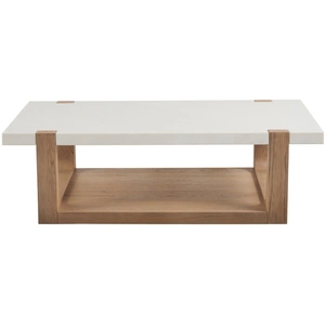 Universal Furniture Ellis Quarz/Wood Rectangular Coffee Table, White/Natural Oak
