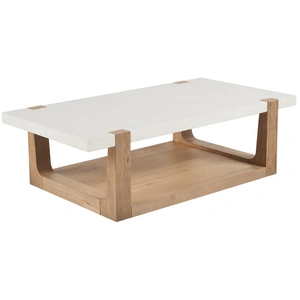 Universal Furniture Ellis Quarz/Wood Rectangular Coffee Table, White/Natural Oak