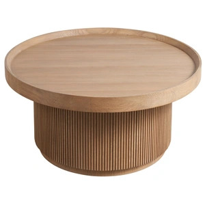 Universal Furniture Lumi Wood Round Coffee Table w/Casters, Natural Oak