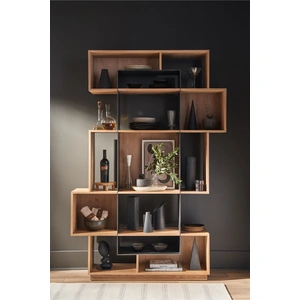 Universal Furniture Jaxon Etagere Wood/Metal Shelf, Natural/Aged Satin Pewter