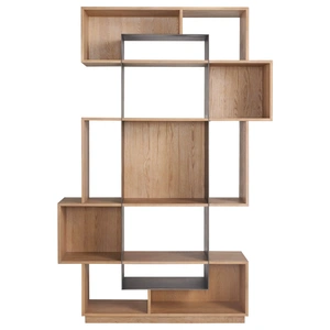 Universal Furniture Jaxon Etagere Wood/Metal Shelf, Natural/Aged Satin Pewter