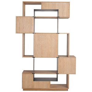 Universal Furniture Jaxon Etagere Wood/Metal Shelf, Natural/Aged Satin Pewter