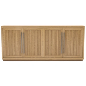 Universal Furniture Media Wood TV Entertainment Credenza Stand w/4 Doors, Natural Oak