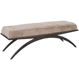 Universal Furniture Nola Fabric/Metal Bench, Yakety Yak Granite/Bronze