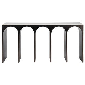 Universal Furniture Moda Stone/Metal Console Table, White/Aged Satin Pewter