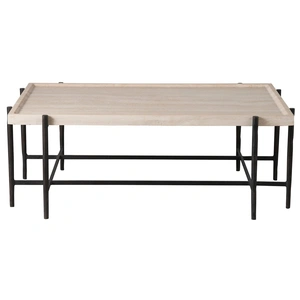 Universal Furniture Theron Stone/Metal Rectangular Coffee Table, Beige/Bronze