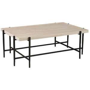 Universal Furniture Theron Stone/Metal Rectangular Coffee Table, Beige/Bronze