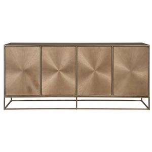 Universal Furniture Fusion Metal TV Entertainment Credenza Stand w/4 Doors, Aged Brass
