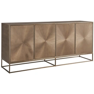 Universal Furniture Fusion Metal TV Entertainment Credenza Stand w/4 Doors, Aged Brass